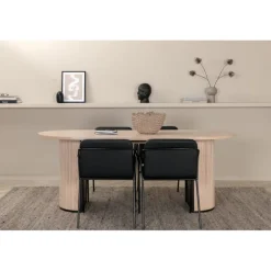 Bianca Oval Spisebordssæt - Sort, Natur og Hvid