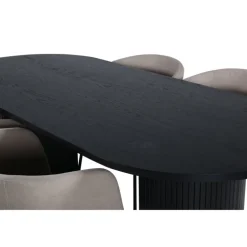 Bianca Oval Spisebordssæt - Beige og Sort