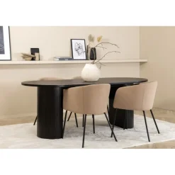 Bianca Oval Spisebordssæt - Beige og Sort