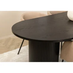 Bianca Oval Spisebordssæt - Beige og Sort