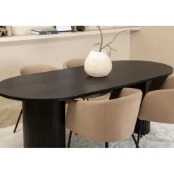 Bianca Oval Spisebordssæt - Beige og Sort