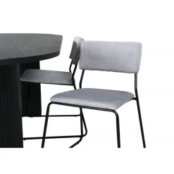 Bianca Oval Spisebordssæt - Sort og Lysegrå