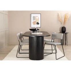 Bianca Oval Spisebordssæt - Sort og Lysegrå