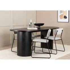 Bianca Oval Spisebordssæt - Sort og Lysegrå