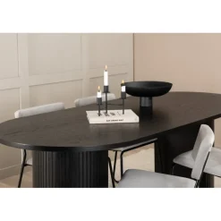 Bianca Oval Spisebordssæt - Sort og Lysegrå