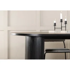 Bianca Oval Spisebordssæt - Sort og Lysegrå