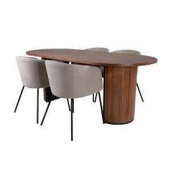 Bianca Oval Spisebordssæt - Beige og Sort