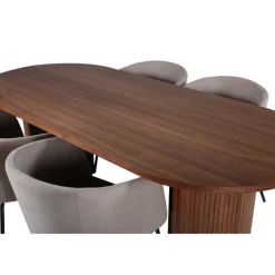 Bianca Oval Spisebordssæt - Beige og Sort