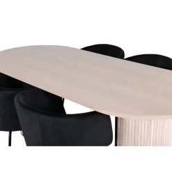 Bianca Oval Spisebordssæt - Sort, Natur og Hvid