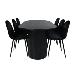 Bianca Oval Spisebordssæt 200 cm - Sort