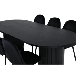 Bianca Oval Spisebordssæt 200 cm - Sort