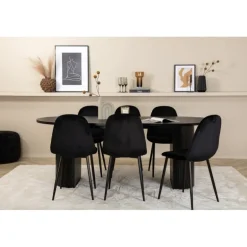 Bianca Oval Spisebordssæt 200 cm - Sort