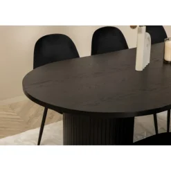 Bianca Oval Spisebordssæt 200 cm - Sort