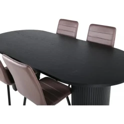 Bianca Oval Spisebordsæt - Sort og Brun