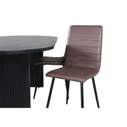 Bianca Oval Spisebordsæt - Sort og Brun