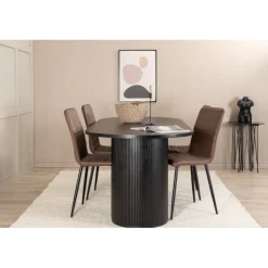 Bianca Oval Spisebordsæt - Sort og Brun