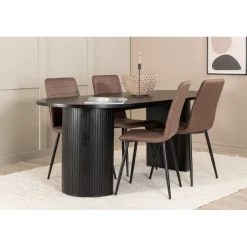 Bianca Oval Spisebordsæt - Sort og Brun