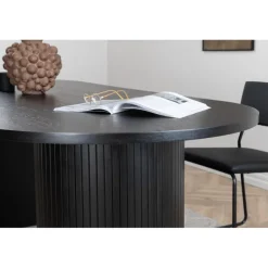 Bianca Ovalt Lamel Spisebord 200x90cm - Sort