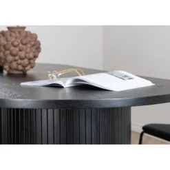 Bianca Ovalt Lamel Spisebord 200x90cm - Sort