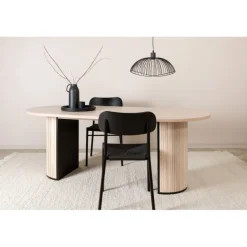 Bianca Ovalt spisebord - Sort og Natur