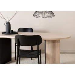 Bianca Ovalt spisebord - Sort og Natur