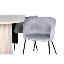 Bianca Ovalt Spisebordssæt - Sort, Grå, Natur og Hvid