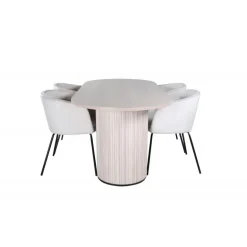 Bianca Ovalt spisebordssæt - Beige og Sort