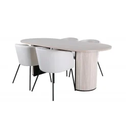Bianca Ovalt spisebordssæt - Beige og Sort