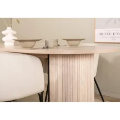 Bianca Ovalt spisebordssæt - Beige og Sort