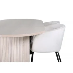 Bianca Ovalt spisebordssæt - Beige og Sort