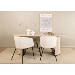 Bianca Ovalt spisebordssæt - Beige og Sort
