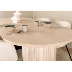 Bianca Ovalt spisebordssæt - Beige og Sort