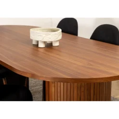 Bianca Ovalt spisebordssæt - Sort og Valnød