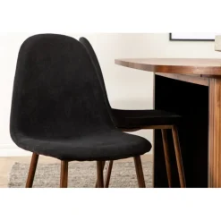 Bianca Ovalt spisebordssæt - Sort og Valnød