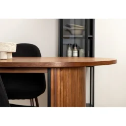 Bianca Ovalt spisebordssæt - Sort og Valnød