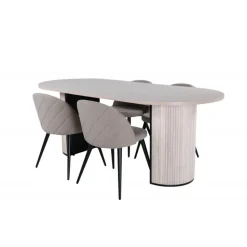 Bianca Ovalt spisebordssæt - Beige og Sort