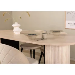 Bianca Ovalt spisebordssæt - Beige og Sort