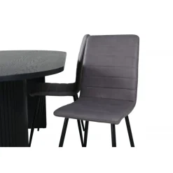 Bianca Ovalt spisebordssæt - Sort og Grå