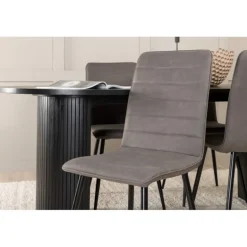 Bianca Ovalt spisebordssæt - Sort og Grå