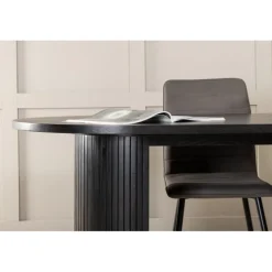 Bianca Ovalt spisebordssæt - Sort og Grå