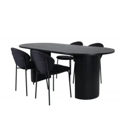 Bianca Ovalt spisebordssæt - Sort