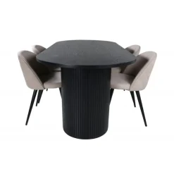 Bianca Ovalt Spisebordssæt - Beige og Sort