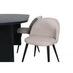 Bianca Ovalt Spisebordssæt - Beige og Sort