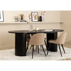 Bianca Ovalt Spisebordssæt - Beige og Sort