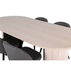 Bianca Ovalt spisebordssæt - Sort, Grå, Natur og Hvid