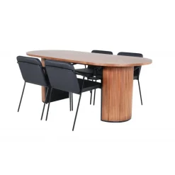 Bianca Ovalt spisebordssæt - Sort og Natur