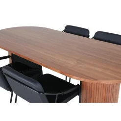 Bianca Ovalt spisebordssæt - Sort og Natur