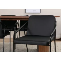 Bianca Ovalt spisebordssæt - Sort og Natur