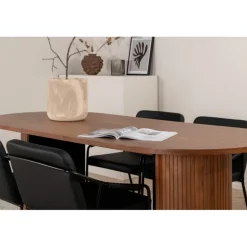 Bianca Ovalt spisebordssæt - Sort og Natur