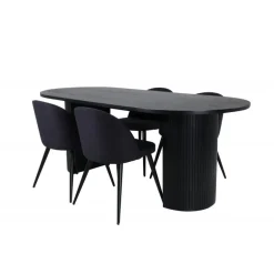 Bianca Ovalt spisebordssæt - Sort